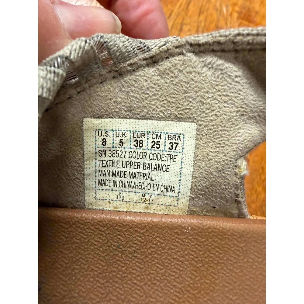 Skechers Rumblers Wild Child Taupe Wedge Sandals 38527 Womens Size 8 Cork Heel